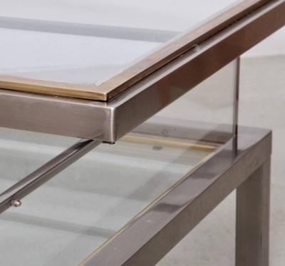 Maison Jansen Huge Maison Jansen Sliding Top Coffee Table in Brass and Chrome