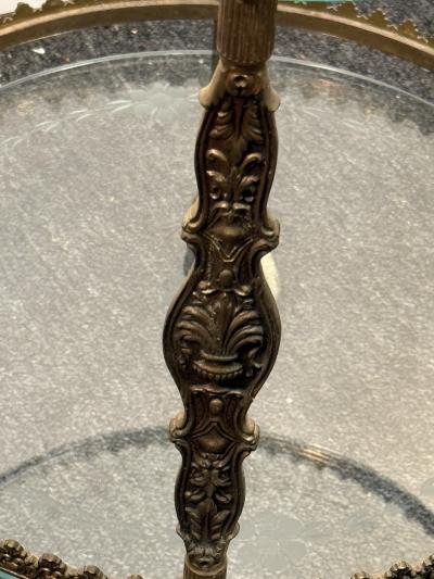 Maison Jansen ITALIAN ART DECO BRASS ETCHED GLASS DOUBLE TIER BAR CART