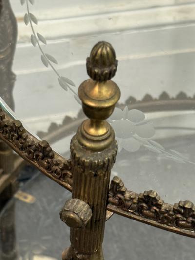 Maison Jansen ITALIAN ART DECO BRASS ETCHED GLASS DOUBLE TIER BAR CART