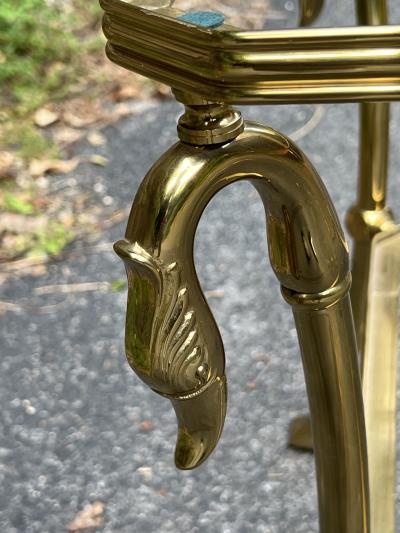 Maison Jansen ITALIAN POST MODERN BRASS SWAN HEAD AND MIRRORED FRAME GLASS COFFEE TABLE