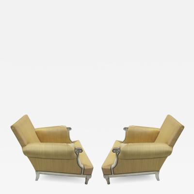 Maison Jansen Important Pair of Modern Neoclassical Louis XVI Lounge Chairs by Maison Jansen