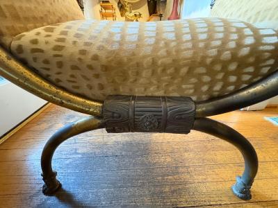Maison Jansen Italian Brass Curule Bench With Lions Heads