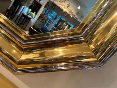 Maison Jansen Italian Modern Brass And Chrome Mirror By Sandro Petti