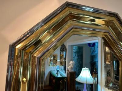Maison Jansen Italian Modern Brass And Chrome Mirror By Sandro Petti