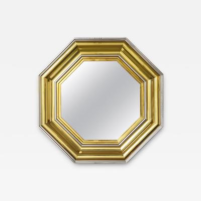 Maison Jansen Italian Modern Brass And Chrome Mirror By Sandro Petti