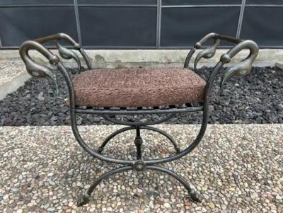 Maison Jansen Italian Modern Iron And Bronze Bench