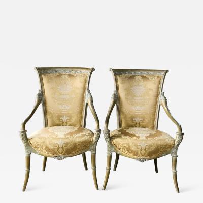 Maison Jansen Italian Regency Louis XV Gold Arm Chairs Sinuous Refined Giltwood Elegance