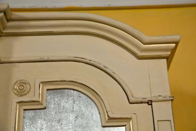 Maison Jansen Ivory Distress Painted Gilt Gold Decorated Bookcase Cabinet