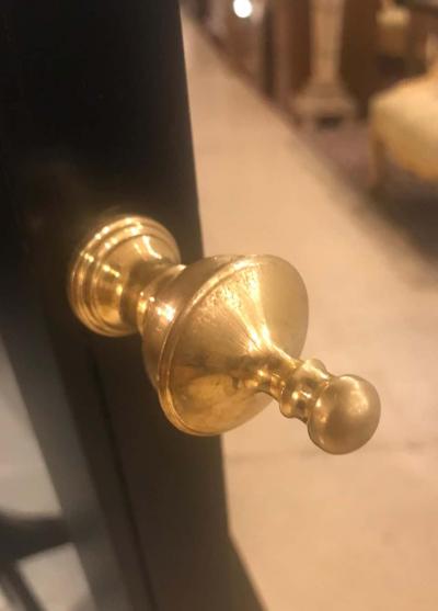 Maison Jansen Jansen Fashioned Chavel Ebonized Floor Chevel Mirror with Bronze Mounts