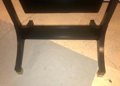 Maison Jansen Jansen Fashioned Chavel Ebonized Floor Chevel Mirror with Bronze Mounts