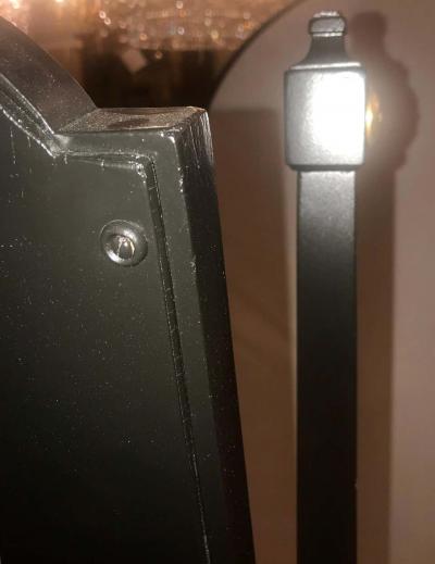 Maison Jansen Jansen Fashioned Chavel Ebonized Floor Chevel Mirror with Bronze Mounts