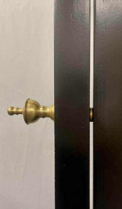 Maison Jansen Jansen Fashioned Chavel Ebonized Floor Chevel Mirror with Bronze Mounts