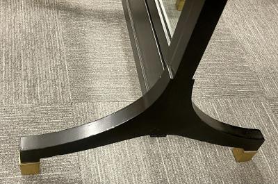 Maison Jansen Jansen Fashioned Chavel Ebonized Floor Chevel Mirror with Bronze Mounts