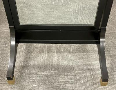 Maison Jansen Jansen Fashioned Chavel Ebonized Floor Chevel Mirror with Bronze Mounts