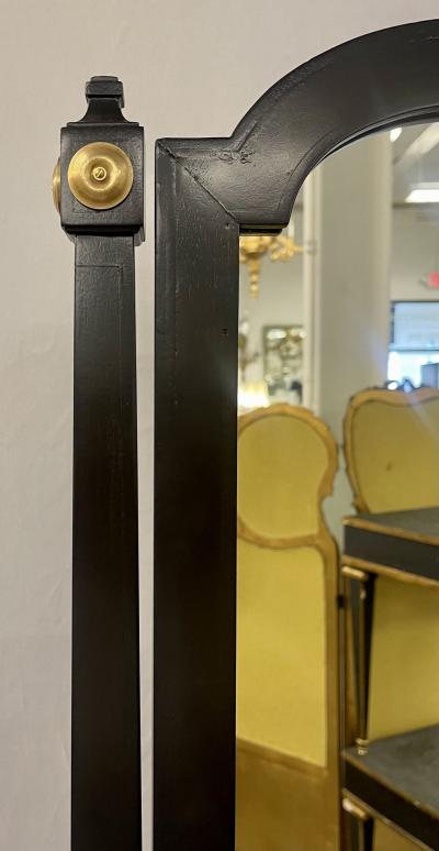 Maison Jansen Jansen Fashioned Chavel Ebonized Floor Chevel Mirror with Bronze Mounts