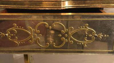 Maison Jansen Jansen Fine Eglomise Double Drawer Etched Mirror and Silver Leaf Vanity Desk