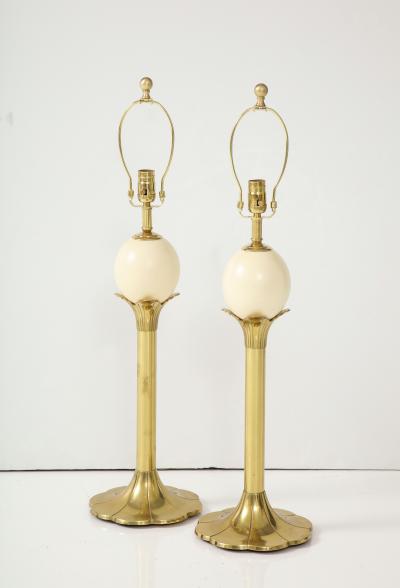 Maison Jansen Jansen Style Brass Ostrich Egg Lamps