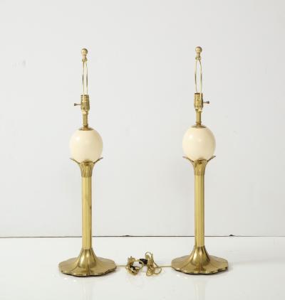 Maison Jansen Jansen Style Brass Ostrich Egg Lamps