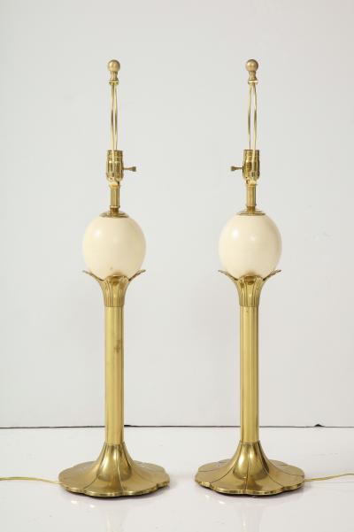 Maison Jansen Jansen Style Brass Ostrich Egg Lamps
