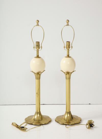 Maison Jansen Jansen Style Brass Ostrich Egg Lamps