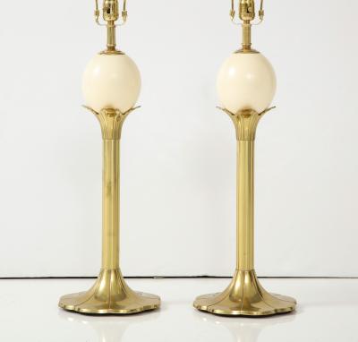 Maison Jansen Jansen Style Brass Ostrich Egg Lamps
