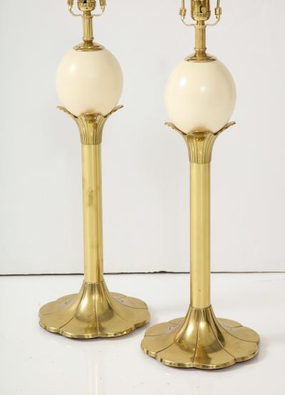Maison Jansen Jansen Style Brass Ostrich Egg Lamps