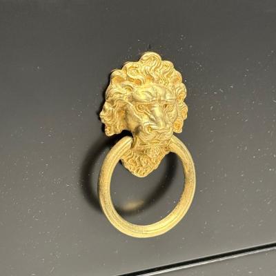 Maison Jansen Jansen Style Hollywood Regency Nightstands Ebony Finish Bronze 1940s