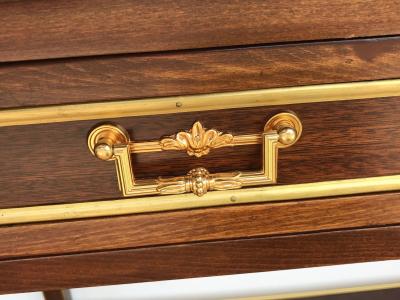 Maison Jansen Jansen Style Two Drawer Marble Top Bronze Console or Serving Table