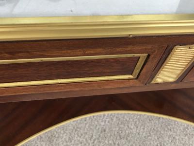 Maison Jansen Jansen Style Two Drawer Marble Top Bronze Console or Serving Table