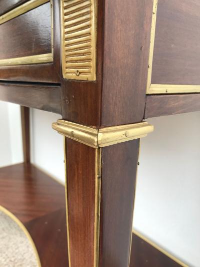 Maison Jansen Jansen Style Two Drawer Marble Top Bronze Console or Serving Table