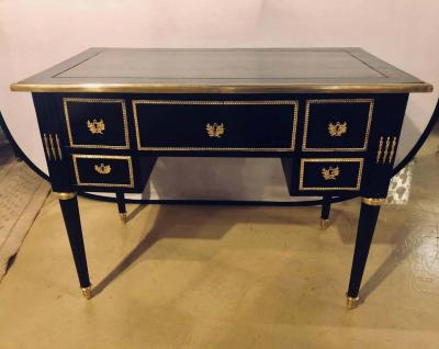 Maison Jansen Jansen Styled Ebonized Bronze Mounted Writing Office Desk Louis XVI Fashioned