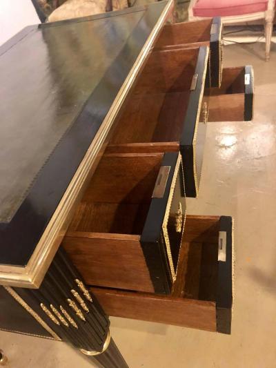 Maison Jansen Jansen Styled Ebonized Bronze Mounted Writing Office Desk Louis XVI Fashioned