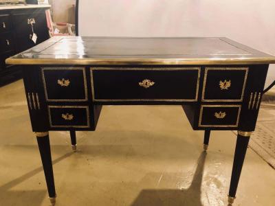 Maison Jansen Jansen Styled Ebonized Bronze Mounted Writing Office Desk Louis XVI Fashioned
