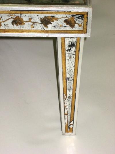 Maison Jansen Large French Midcentury Silver Leaf Verre glomis Coffee Table Maison Jansen