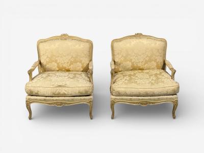 Maison Jansen Louis XVI Armchairs Giltwood Fabric France 20th c 
