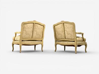 Maison Jansen Louis XVI Armchairs Giltwood Fabric France 20th c 