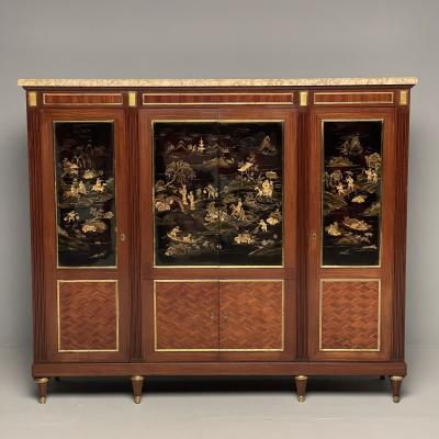 Maison Jansen Louis XVI Chinoiserie Dry Bar Bookcase Cabinet in Fashion of Maison Jansen