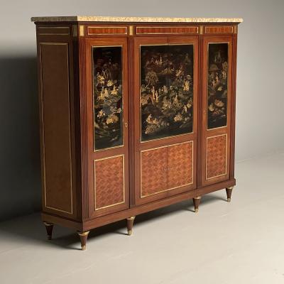 Maison Jansen Louis XVI Chinoiserie Dry Bar Bookcase Cabinet in Fashion of Maison Jansen