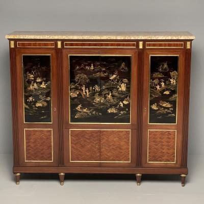 Maison Jansen Louis XVI Chinoiserie Dry Bar Bookcase Cabinet in Fashion of Maison Jansen