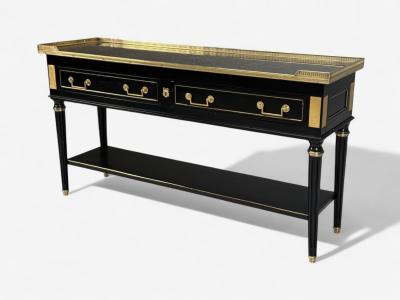 Maison Jansen Louis XVI Hollywood Regency Bronze Marble Ebonized Console France 1930s