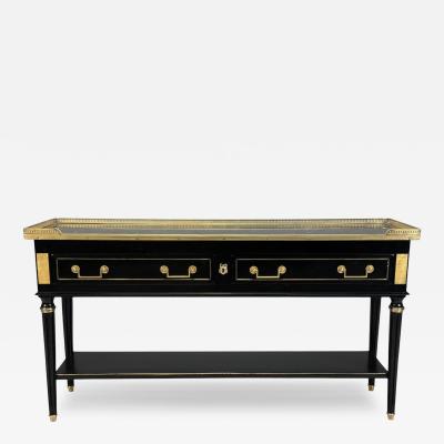 Maison Jansen Louis XVI Hollywood Regency Bronze Marble Ebonized Console France 1930s