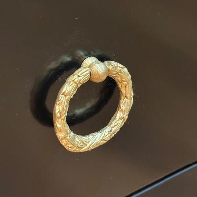 Maison Jansen Louis XVI Hollywood Regency Commodes Black Painted Wood Bronze Marble