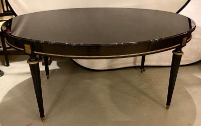 Maison Jansen Louis XVI Jansen Style Center or Dining Table Black Lacquer Steinway Finish