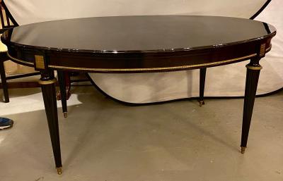 Maison Jansen Louis XVI Jansen Style Center or Dining Table Black Lacquer Steinway Finish
