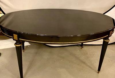 Maison Jansen Louis XVI Jansen Style Center or Dining Table Black Lacquer Steinway Finish