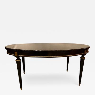 Maison Jansen Louis XVI Jansen Style Center or Dining Table Black Lacquer Steinway Finish