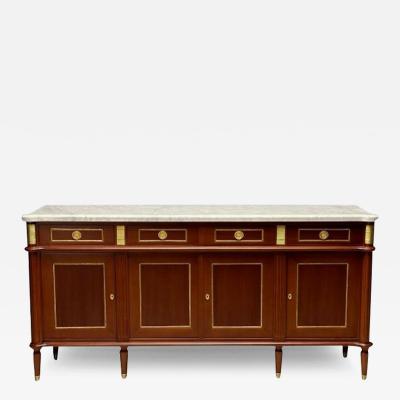 Maison Jansen Louis XVI Style Hollywood Regency Sideboard Mahogany Marble Bronze