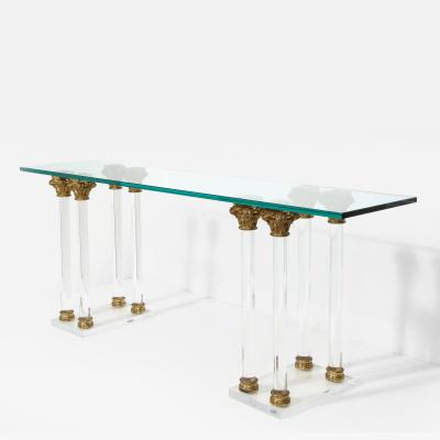 Maison Jansen Lucite and Bronze Console Table