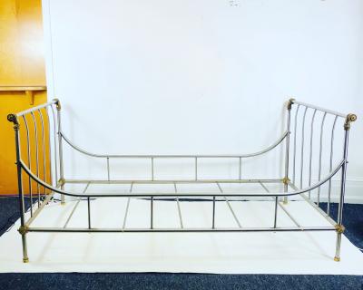 Maison Jansen MAISION JANSEN BRUSHED STEEL AND BRASS DAYBED