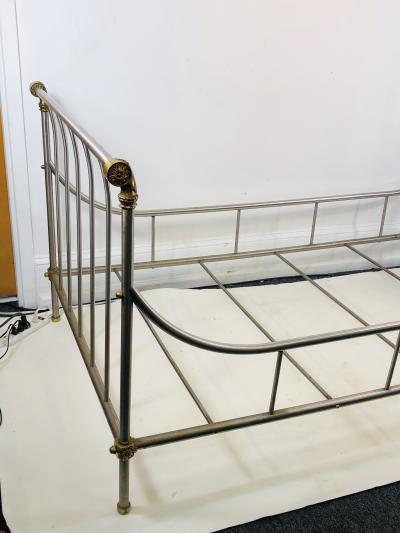 Maison Jansen MAISION JANSEN BRUSHED STEEL AND BRASS DAYBED